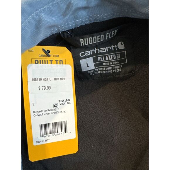 Carhartt Men’s Canvas Fleece Lined Shirt Jacket Blue Large NWT - Picture 4 of 4
